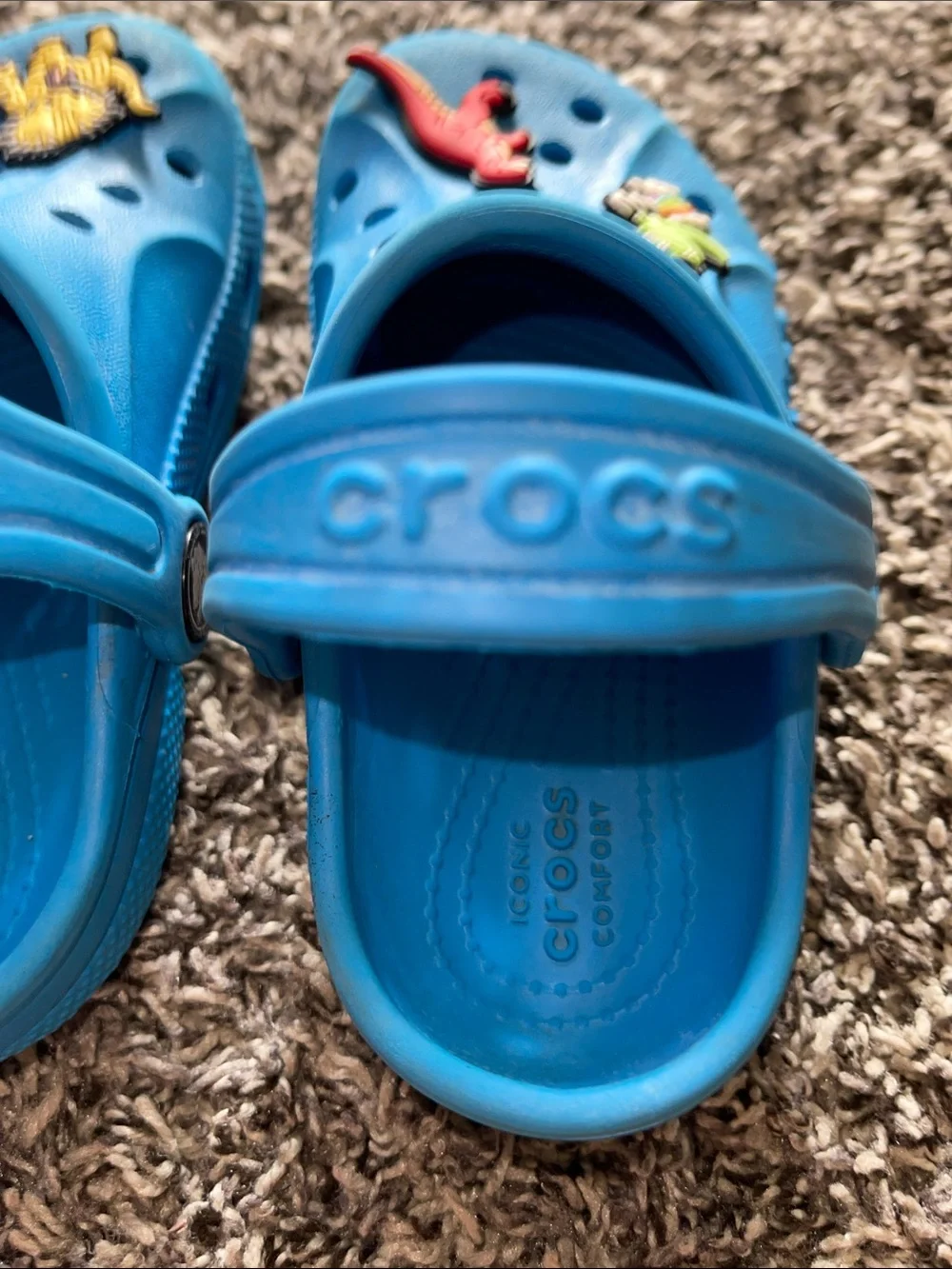 Kids Blue CROCS with Dinosaur Jibbitz (C9)